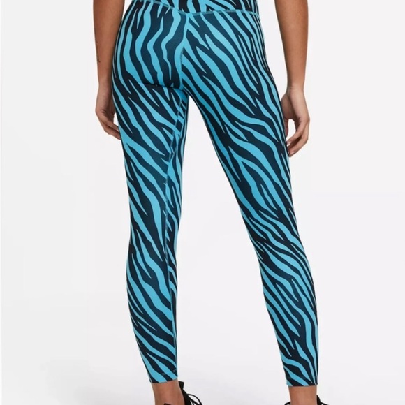 Bold Nike One Icon Clash Blue Black Zebra Print Leggings XS - Picture 3 of 8